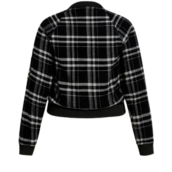 Women's Plus Size Check Bomber Jacket - black | CCX image {6}
