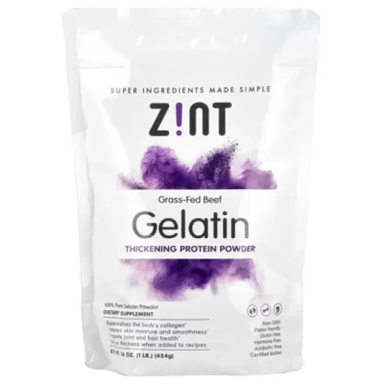 Zint Gelatin Thickening Protein Powder, Grass-Fed Beef, 16 oz (454 g) image {2}