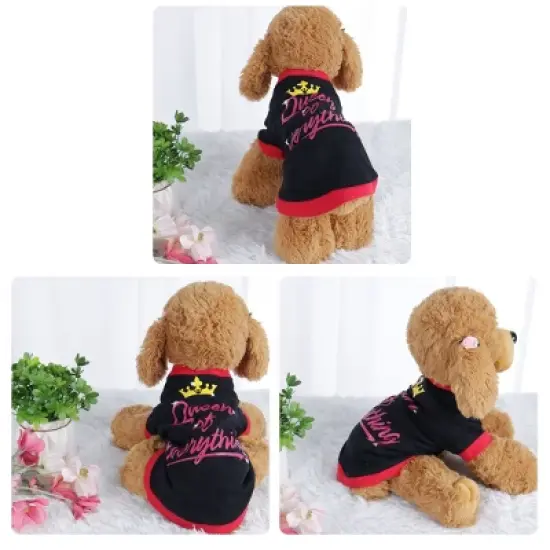 Unique Bargains Cotton Comfortable Puppy Dog Small Pet Sweatshirt Clothes Black&Red L image {2}