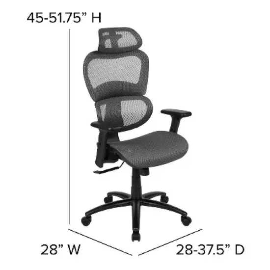 Emma and Oliver Ergonomic Mesh Office Chair-Synchro-Tilt, Headrest, Adjustable Pivot Arms image {5}