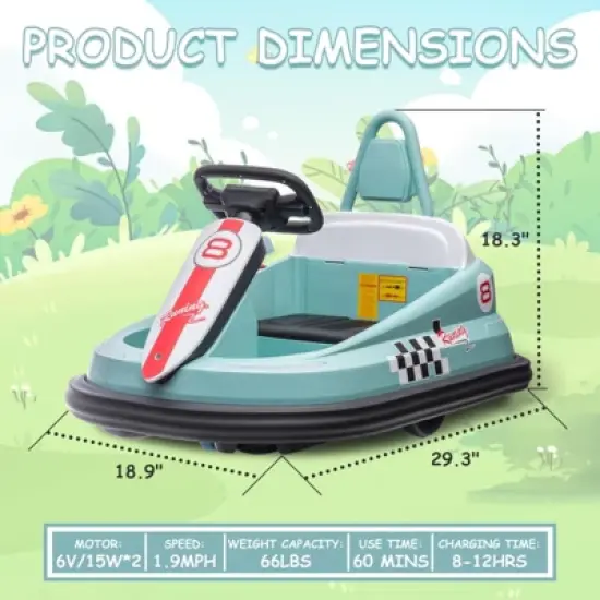 6V Kids Ride-On Bumper Car for Toddlers (Ages 3-6) &ndash; 360&deg; Spin, Lights, Music, Horn & Safety Belt image {5}