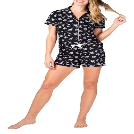 Blis Women's Notched Collar Short Sleeve Short Pajama Set image {8}