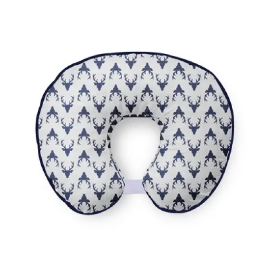 Bacati - 3 pc Olivia Tribal Navy Bucks/Triangles Muslin Hugster Feeding & Infant Support Nursing Pillow with 2 removable zippered covers image {1}