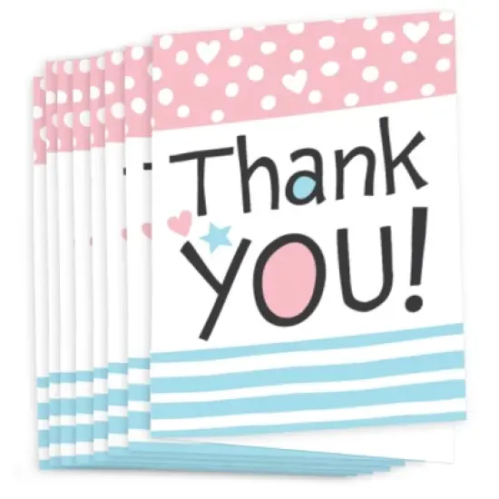 Big Dot of Happiness Baby Gender Reveal - Team Boy or Girl Party Thank You Cards (8 count) image {1}