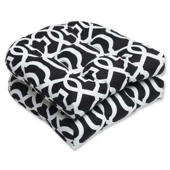 2pc Geometric Outdoor Wicker Seat Cushions - Pillow Perfect image {4}