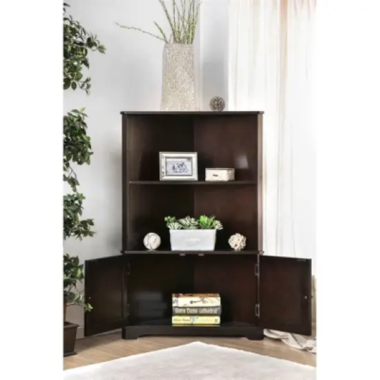 Cassidy Multi-Storage Wood Corner Bookshelf in Espresso - Furniture of America image {1}