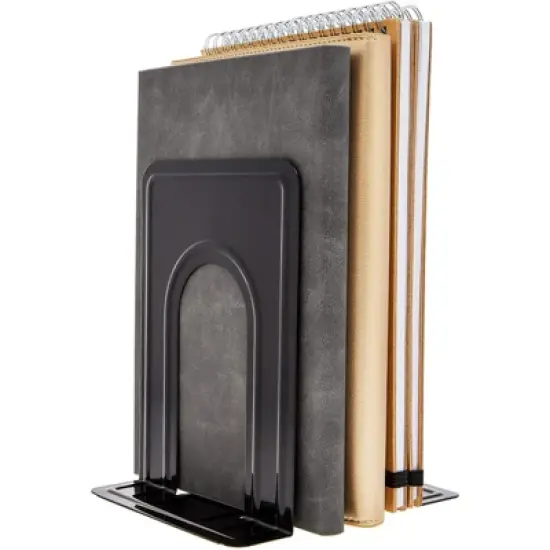 Juvale 6-Pair Black Metal Non-Skid Book Stoppers Book Ends Holder Bookends, 5 x 6.75 x 5.75 in image {1}