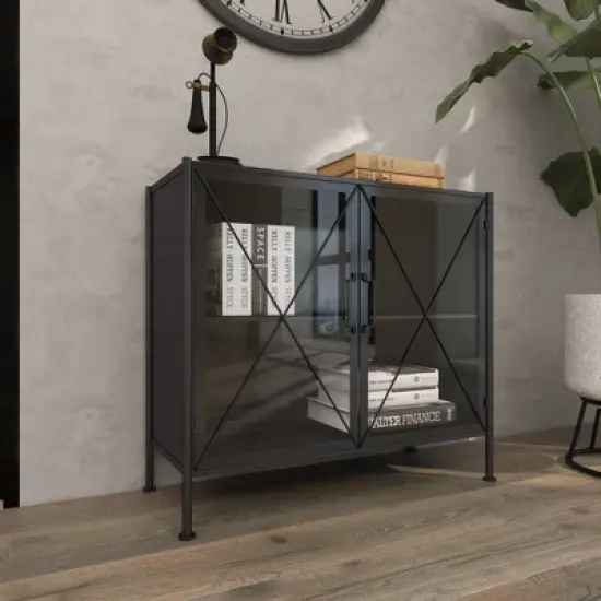 Industrial Metal Cabinet Black - Olivia & May image {18}