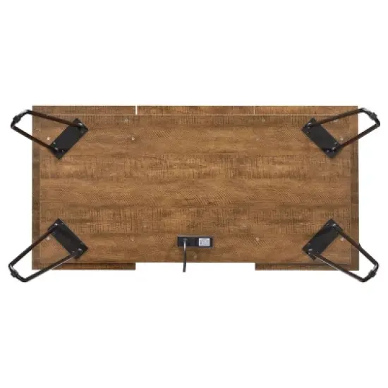 Sheeran Storage Writing Desk with Hairpin Legs Rustic Amber - Coaster image {9}