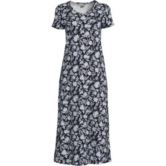 Lands' End Women's Cotton Short Sleeve Midcalf Nightgown image {6}