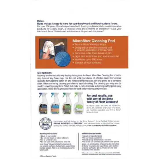 Bona Cleaning Products Reusable Mop Refill Multi Surface Microfiber Wet + Dry Floor Sweeping + Mopping Value Pack - 3ct image {8}