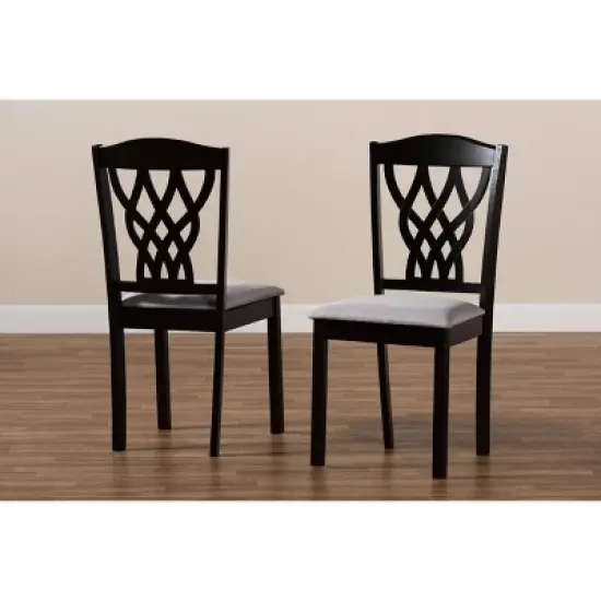 2pc Delilah Fabric Upholstered and Wood Dining Chairs - Baxton Studio image {5}