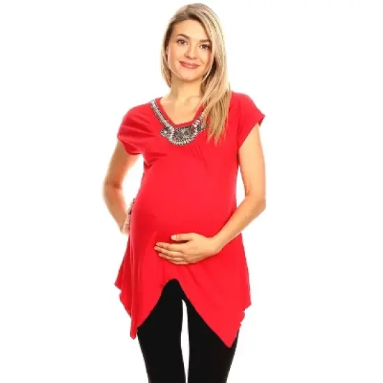 Maternity Myla Embellished Tunic Top - White Mark image {9}