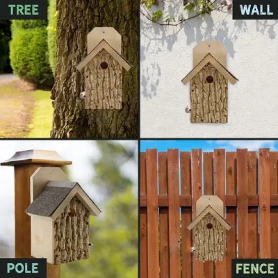 Uncle Dunkels Ultimate Wren and Chickadee Birdhouse; Rustic Handmade Small Bird Nesting Box image {4}