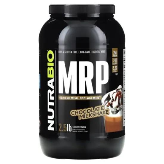 NutraBio MRP 40:40:20 Meal Replacement, Chocolate Milkshake, 2.5 lb (1,115 g) image {4}