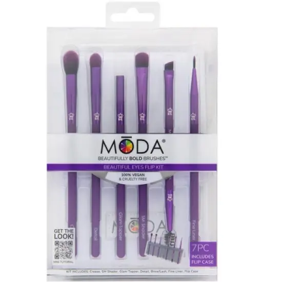 MODA Brush Beautiful Eyes Travel Makeup Brush Set with Flip Case- 7pc image {7}