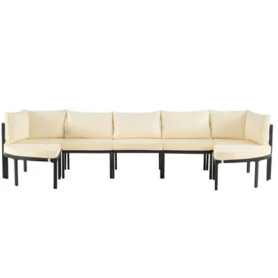 Outdoor Modular Sectional Sofa Set with Coffee Table, Ottoman, Cushions image {5}