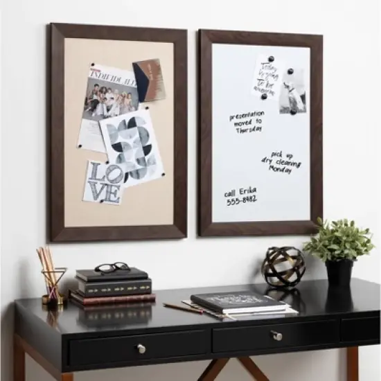 18" x 27" Beatrice Framed Magnetic Dry Erase Walnut Brown - DesignOvation image {4}