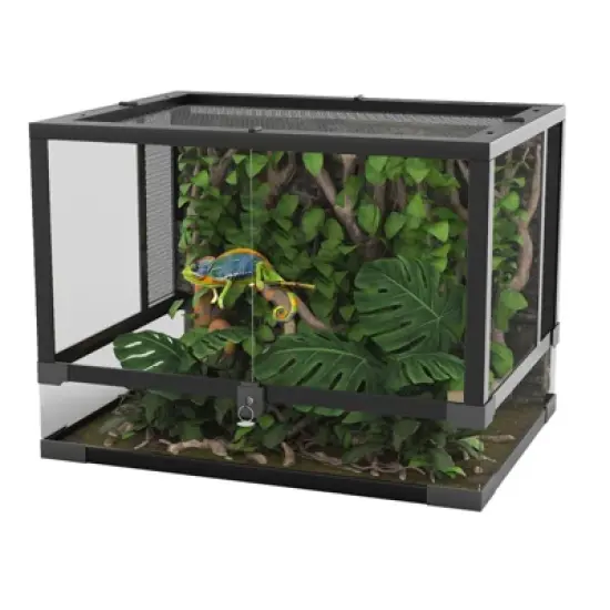 34/50 Gallon Reptile Glass Tank Terrarium 2 in 1 Side Meshes & Side Glasses Sliding Door with Screen Ventilation Tempered Glass image {7}