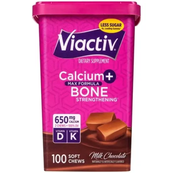 Viactiv Calcium Supplement Plus Vitamin D Soft Chews - Milk Chocolate - 100ct image {4}