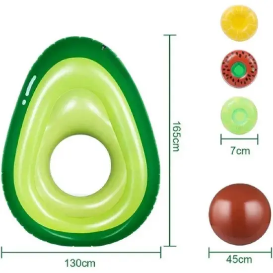 Garvee Inflatable AvocadoPool Float, Summer Pool Raft with 3 Drink Holders,Raft Outdoor Swimming Pool Inflatable Float image {3}