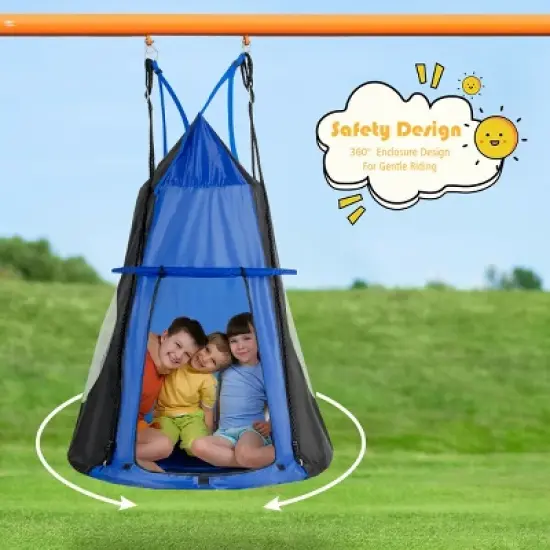 Costway 40'' Kids Hanging Chair Swing Tent Set Hammock Nest Pod Seat image {3}