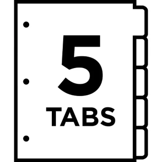 Avery Write & Erase Big Tab Paper Dividers for 3 Ring Binder, White, 5 Tab Set, 10 Packs, 10 Sets Total (23075) image {7}