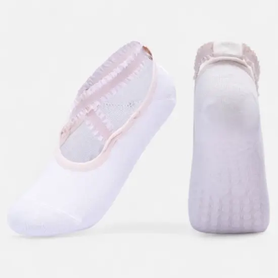 Anna-Kaci Women's 2-Pack Ballet Style Grip Socks with Crisscross Elastic Straps and Non-Slip Soles for Yoga or Pilates image {3}