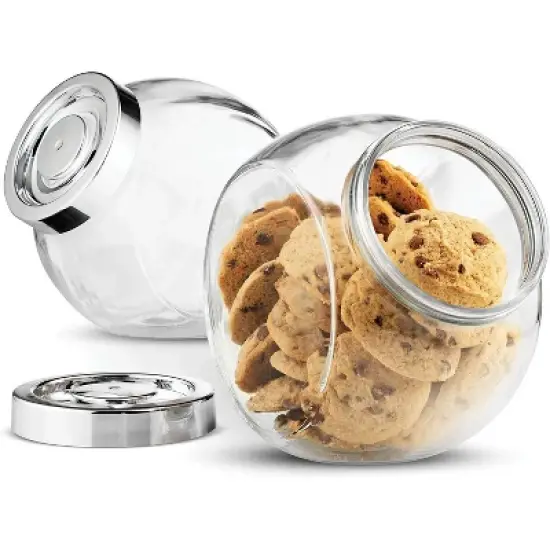 Bormioli Rocco Pandora Glass Candy Jar 75.5 oz Cookie Jar, 2 Pack, Plastic Airtight Seal Lid 2-Way Display, Bulk-Food Storage Jar for Snacks, Dry Food image {8}