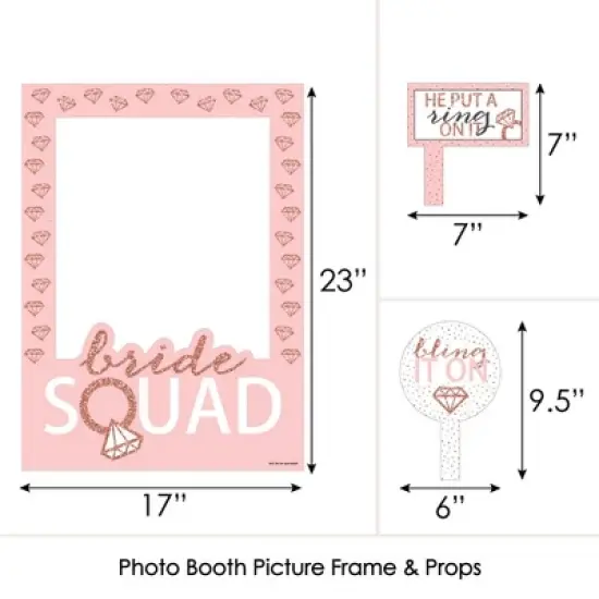 Big Dot of Happiness Bride Squad - Rose Gold Bridal Shower or Bachelorette Party Selfie Photo Booth Picture Frame & Props - Printed on Sturdy Material image {3}