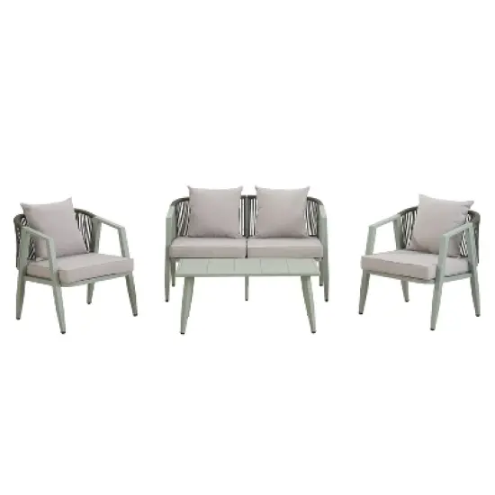 FIONECA U_STYLE Durable Outdoor Seating Set with Green Cushions &uml;C Comfortable Patio Furniture for Garden, Lawn, and Poolside image {3}