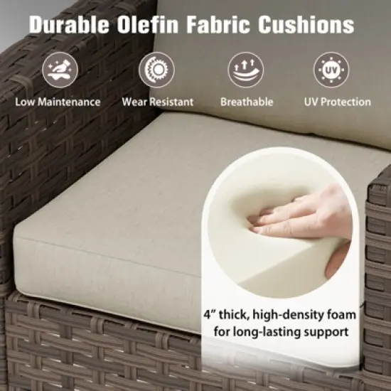 EAGLE PEAK Harbor Haven Wide Wicker Swivel Rocking Chair for Outdoor Patio Cushioned image {3}