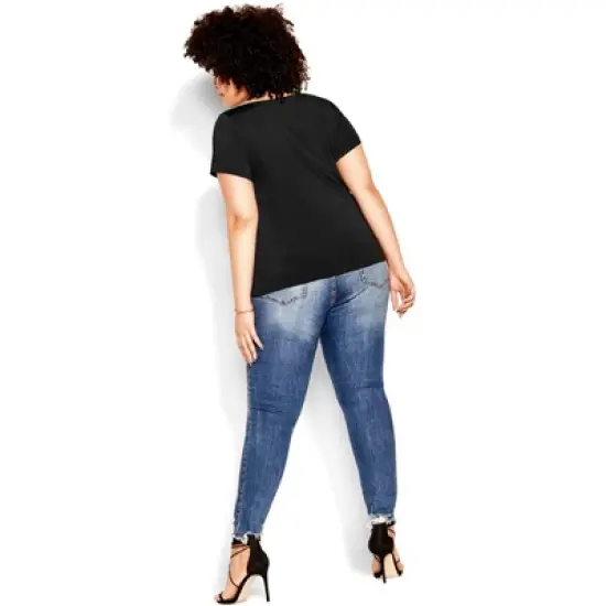 Women's Plus Size Suited Sleeve Top  - Black | CITY CHIC image {1}