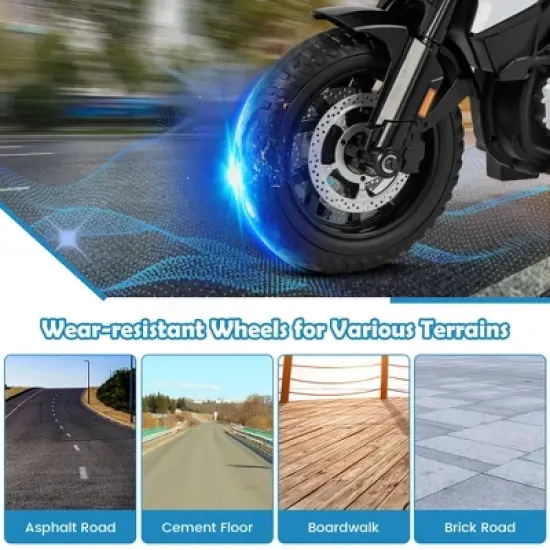 Costway 12V Kids Ride On Licensed BMW  Motorcycle  Dirt Bike with Light & Music White image {4}