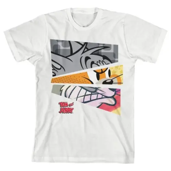 Tom & Jerry Angry Characters Mashup White Graphic Tee Shirt Toddler Boy to Youth Boy image {5}