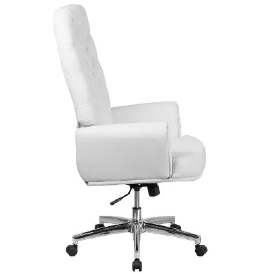 Flash Furniture High Back Traditional Tufted LeatherSoft Executive Swivel Office Chair with Silver Welt Arms image {7}