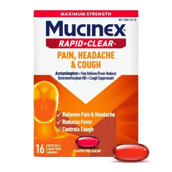 Mucinex Rapid Clear - Headache, Cough Liquid Gel Capsule - 16ct image {10}