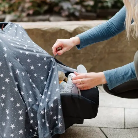 JJ Cole DreamGuard Packable Car Seat Canopy - Breathable & Adjustable Infant Car Seat Cover - Stars image {2}