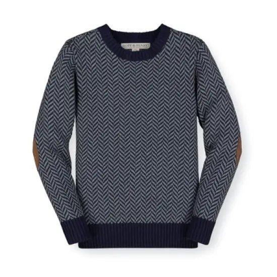 Hope & Henry Boys' Crewneck Pullover Sweater with Elbow Patches, Kids image {12}