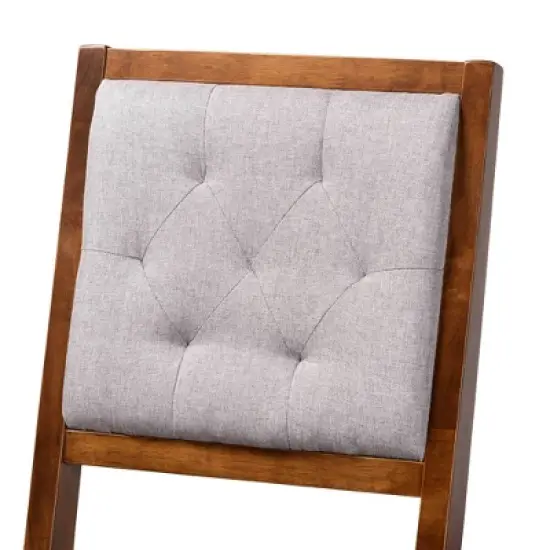 2pc Gideon Fabric Upholstered and Wood Barstool Set Gray/Walnut Brown - Baxton Studio image {3}