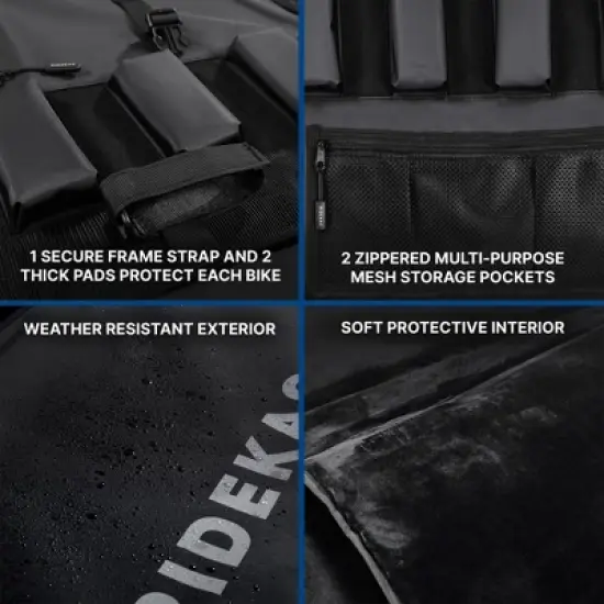 KAC Mid-Size and Compact Truck 54-Inch Tailgate Pad for 5 Mountain Road or Gravel Bikes with 2 Storage Pockets for Tools and Gears image {4}