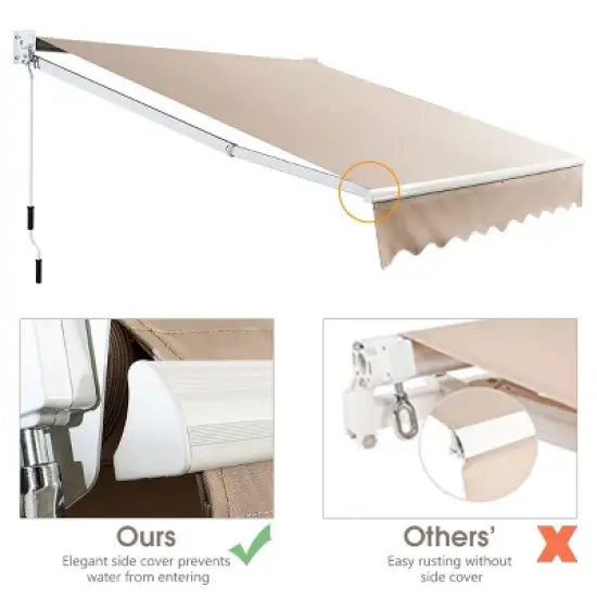 Costway 10' x 8' Retractable Awning  Patio sun shade w/Crank Handle image {6}