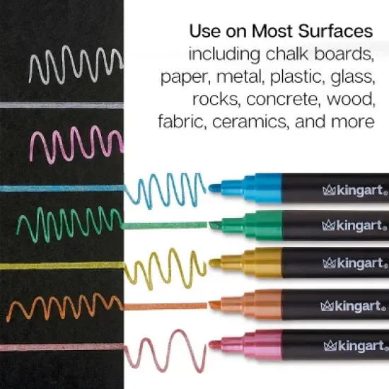 KINGART Liquid Chalk Markers, 8 Metallic Colors image {3}