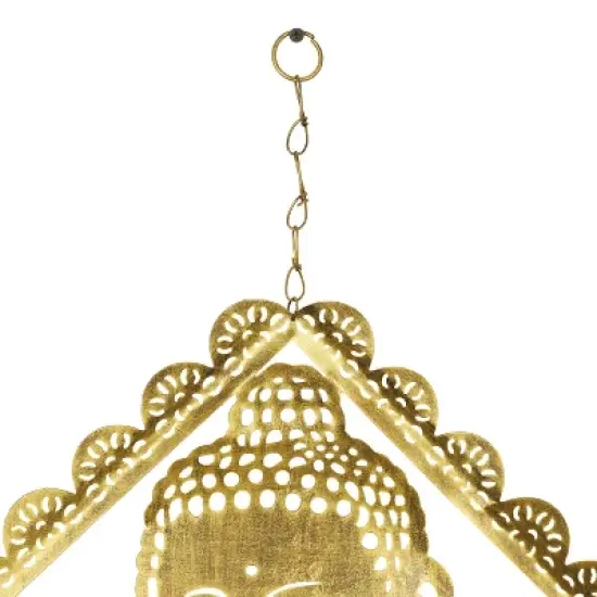 30" x 14" Eclectic Metal Buddha Windchime with Beaded Strands Gold - Olivia & May image {3}