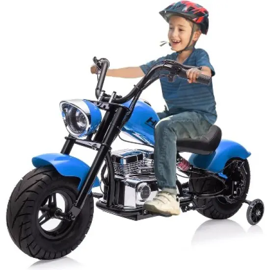 Youth Electric Motorcycle, 36V 350W Brushless Off-Road with 16.5mph, Music Player, Spring Suspension, LED Lights and Leather Seat image {7}