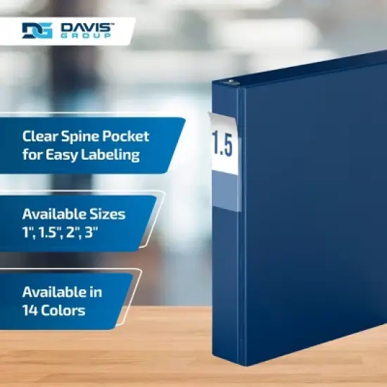 Davis Group 6pk 1.5" Premium Economy Angled D-Ring Binder Royal Blue: Polypropylene, 350 Sheet Capacity, 2 Pockets image {4}