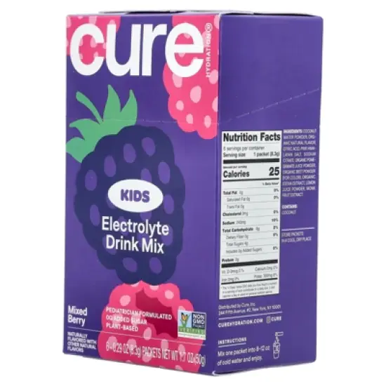 Cure Hydration Kids, Electrolyte Drink Mix, Mixed Berry, 6 Packets, 0.29 oz (8.3 g) Each image {4}