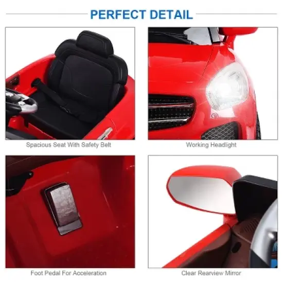 Costway 6V Kids Ride On Car RC Remote Control Battery Powered w/ LED Lights MP3 Red image {6}