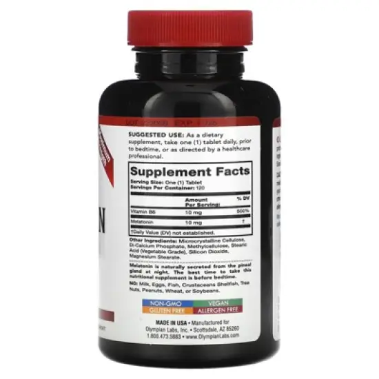 Olympian Labs Melatonin, Time Release, 10 mg, 120 Tablets image {1}