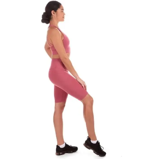 Memoi Women's Crosshatched Light Support Sports Bra with Removable Cups image {6}